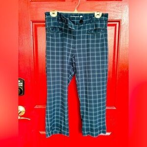 Betabrand Large petite cropped blue and black plaid pants preppy tennis